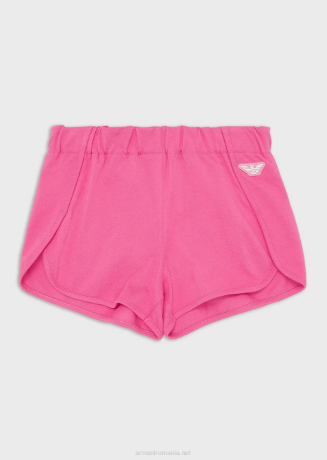 fată R802G2569 pantaloni scurți ea crew din jerseu piqué cu plasture vultur Armani roz