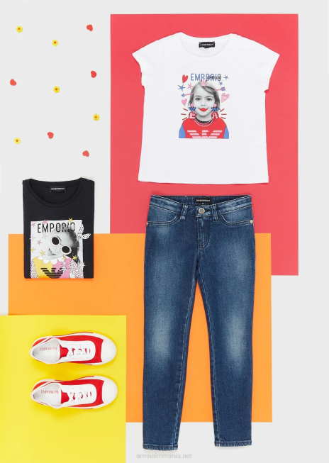 fată R802G2574 blugi din denim spalat cu pietre j32 Armani albastru marin