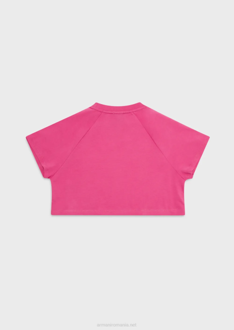 fată R802G2577 Tricou boxy din jerseu greu ea crew cu imprimeu vultur Armani roz