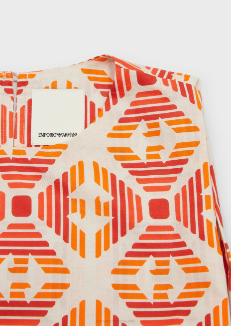 fată R802G2578 top din muselină organică din colecție sustenabilă cu imprimeu peste tot Armani imprimare