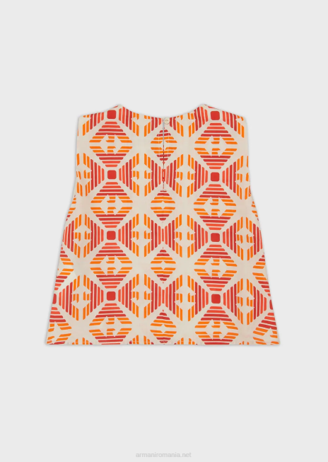 fată R802G2578 top din muselină organică din colecție sustenabilă cu imprimeu peste tot Armani imprimare