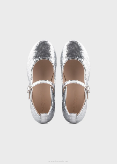 fată R802G2581 Mary Janes cu paiete peste tot Armani argint