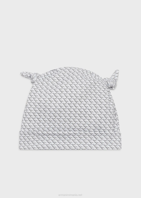 fată R802G2627 căciulă cu noduri cu vulturi op-art Armani alb