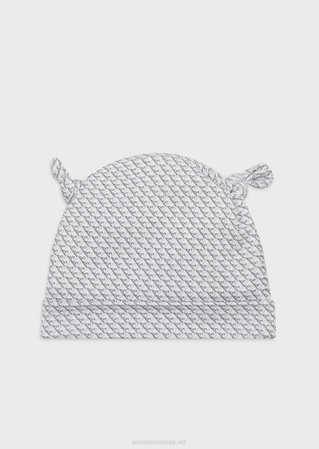 fată R802G2627 căciulă cu noduri cu vulturi op-art Armani alb