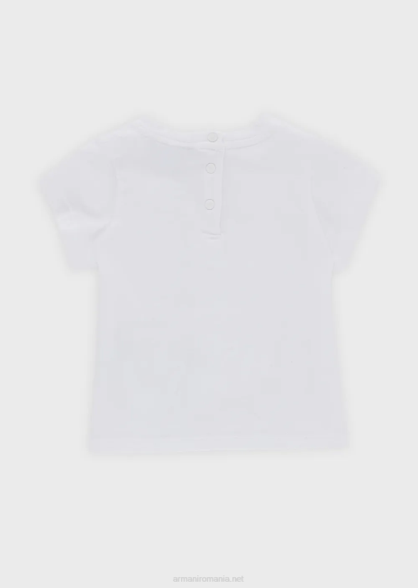 fată R802G2621 tricou din jerseu cu broderie vultur argintiu Armani alb