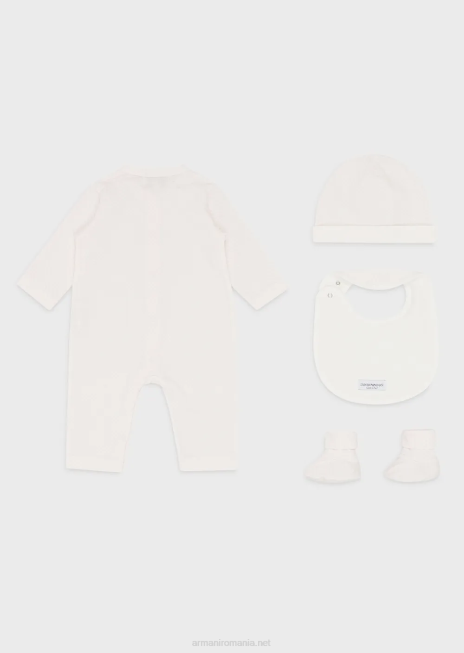 fată R802G2647 Set cadou format din cizme op-art de vultur, bavetă, costume și bonetă Armani