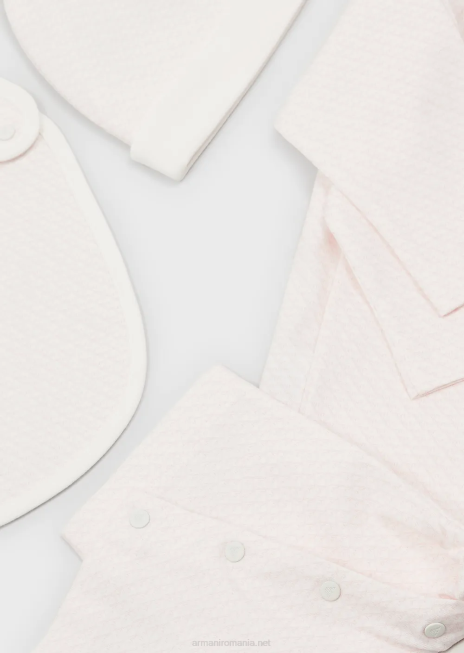 fată R802G2647 Set cadou format din cizme op-art de vultur, bavetă, costume și bonetă Armani