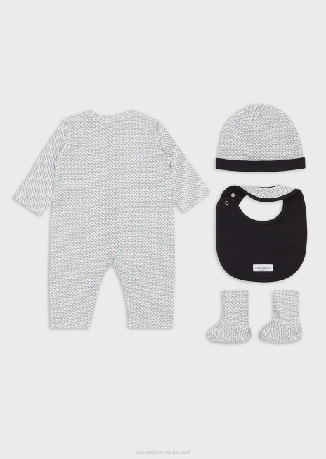 fată R802G2648 Set cadou format din cizme op-art de vultur, bavetă, costume și bonetă Armani