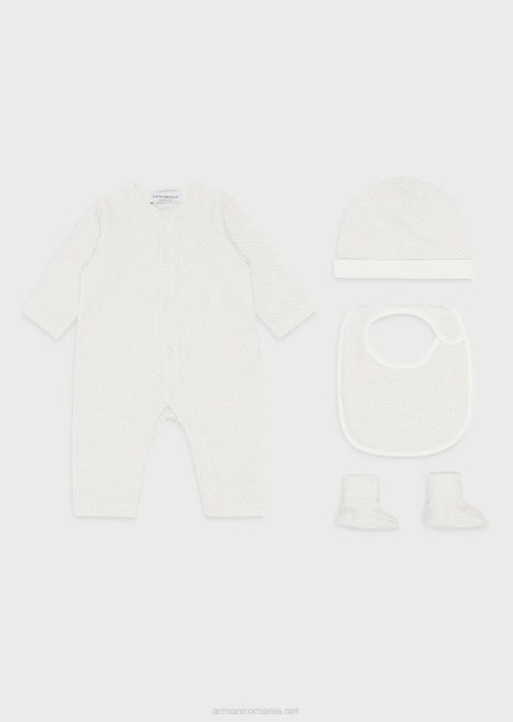fată R802G2650 Set cadou format din cizme op-art de vultur, bavetă, costume și bonetă Armani