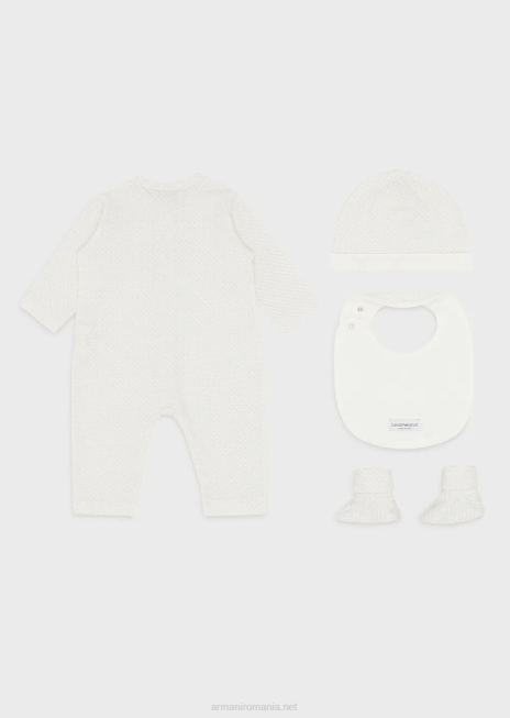 fată R802G2650 Set cadou format din cizme op-art de vultur, bavetă, costume și bonetă Armani