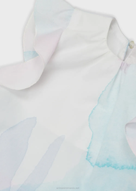 fată R802G2652 Set de top și pantaloni scurți din popelin cu imprimeu floral în acuarelă Armani model