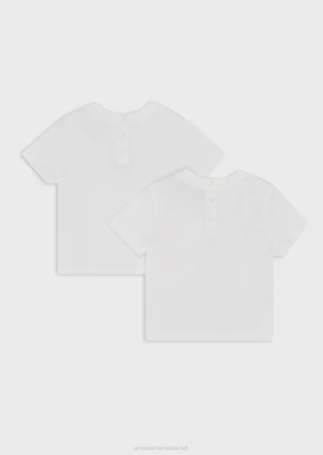 fată R802G2653 pachet de două tricou din jerseu cu sigla cu efect de acuarelă Armani alb