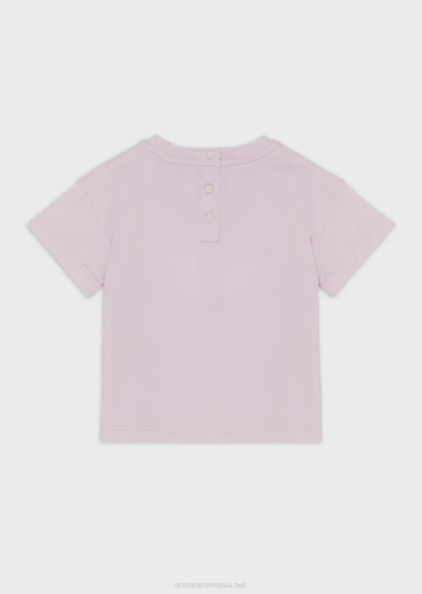 fată R802G2655 tricou din tricou cu logo pe paiete Armani roz