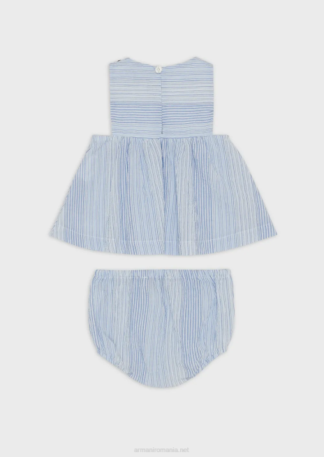 fată R802G2656 Set rochie și pantaloni scurți cu imprimeu în dungi pe litoral Armani