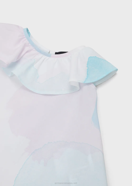 fată R802G2658 rochie din popelin cu voluri cu imprimeu floral acuarela Armani model