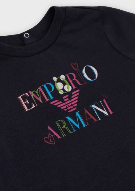 fată R802G2659 tricou din jerseu cu imprimeu vultur și inimioare Armani model