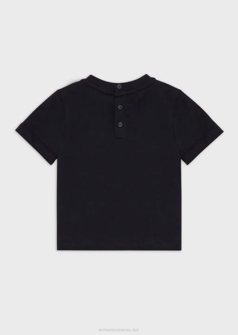 fată R802G2659 tricou din jerseu cu imprimeu vultur și inimioare Armani model