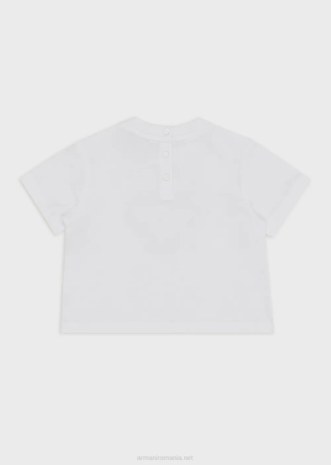 fată R802G2661 tricou din jerseu cu vultur cu strasuri contrastante Armani alb