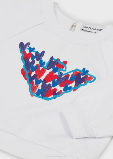 fată R802G2662 hanorac din amestec de bumbac cu vultur supradimensionat și paiete Armani