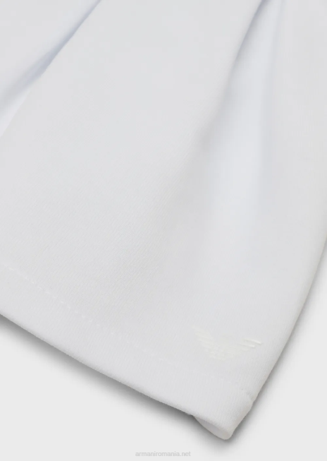 fată R802G2664 rochie din fleece din jerseu din amestec de bumbac, cu talie cu strass Armani alb