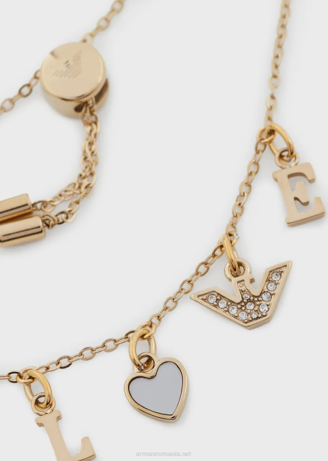 femei R802G783 brățară albă cu lanț de sidef Armani aur