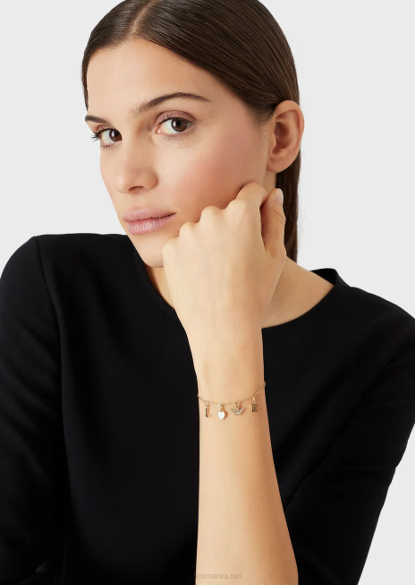 femei R802G783 brățară albă cu lanț de sidef Armani aur