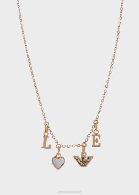 femei R802G784 colier alb de lanț de sidef Armani aur