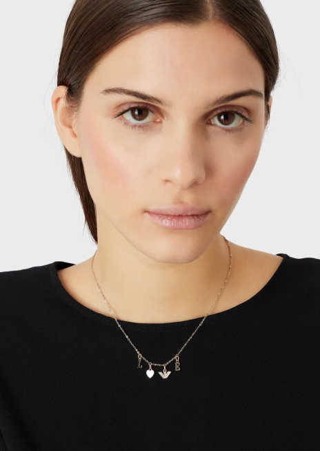 femei R802G784 colier alb de lanț de sidef Armani aur