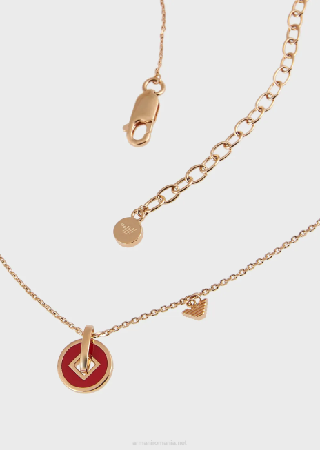 femei R802G790 colier cu pandantiv din argint sterling de culoare auriu roz Armani aur