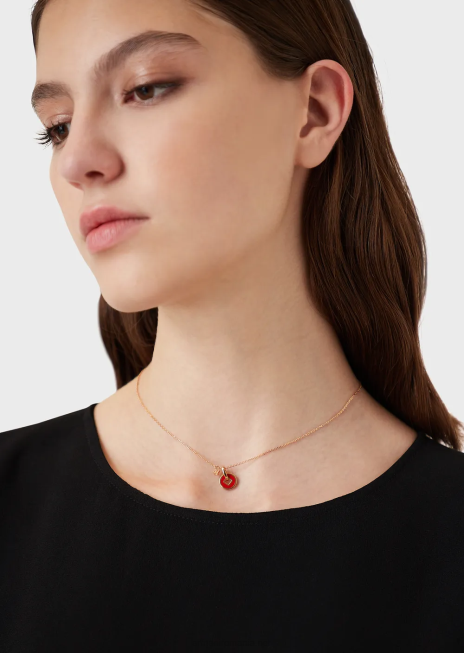 femei R802G790 colier cu pandantiv din argint sterling de culoare auriu roz Armani aur