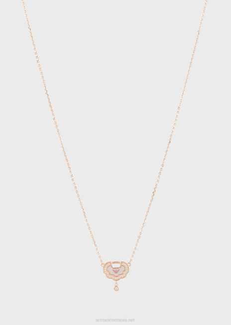 femei R802G791 colier cu pandantiv din argint sterling de culoare auriu roz Armani aur roz