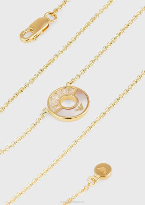 femei R802G793 colier alb cu pandantiv din sidef Armani aur