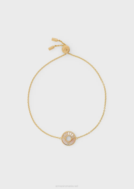 femei R802G794 brățară albă cu lanț de sidef Armani aur