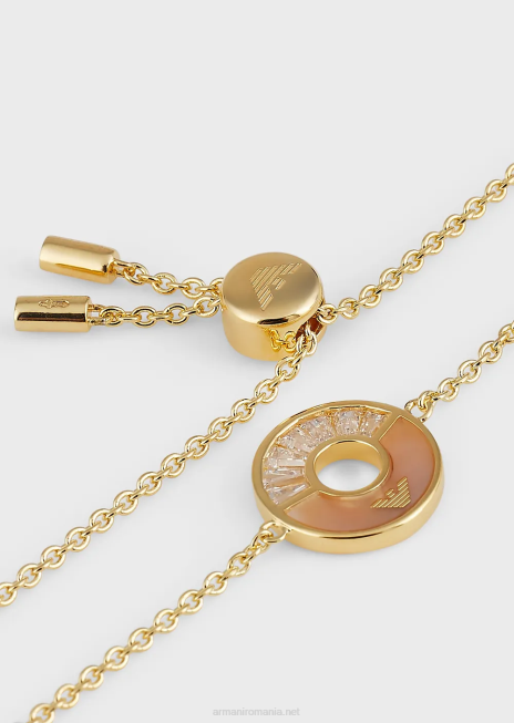 femei R802G794 brățară albă cu lanț de sidef Armani aur