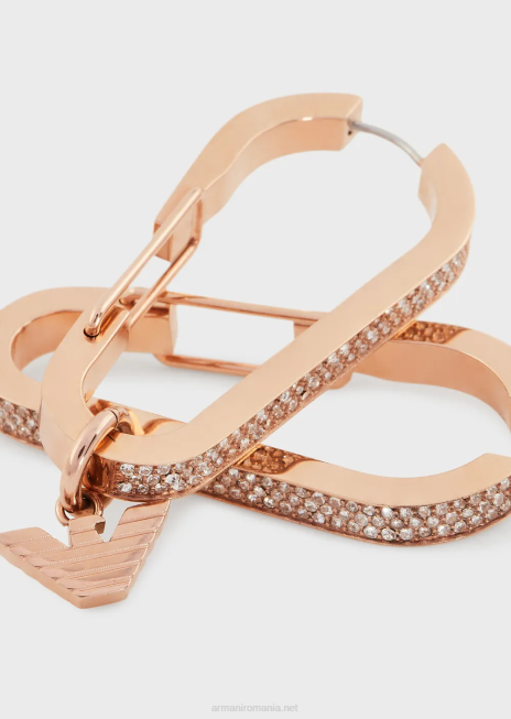 femei R802G795 cercei cu cerc din oțel inoxidabil de culoare auriu roz Armani