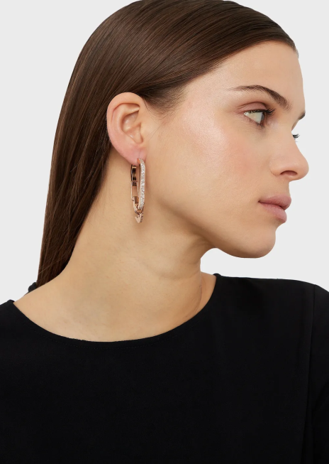 femei R802G795 cercei cu cerc din oțel inoxidabil de culoare auriu roz Armani