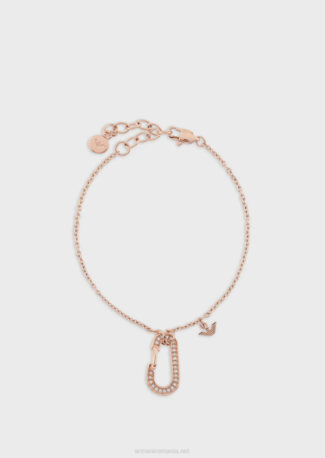 femei R802G796 Brățară cu lanț din oțel inoxidabil de culoare auriu roz Armani