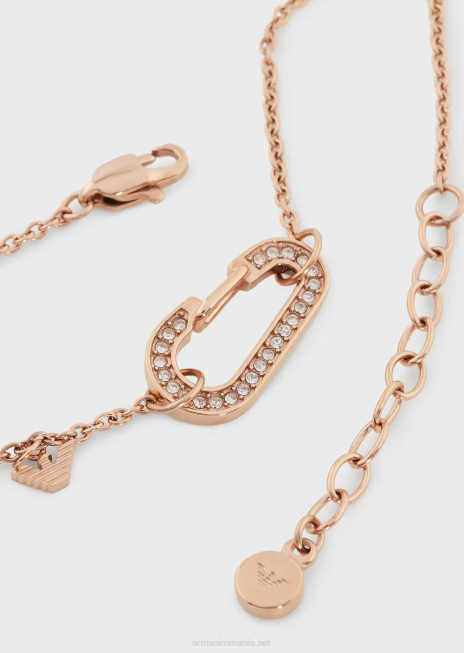 femei R802G796 Brățară cu lanț din oțel inoxidabil de culoare auriu roz Armani