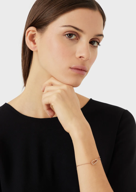 femei R802G796 Brățară cu lanț din oțel inoxidabil de culoare auriu roz Armani