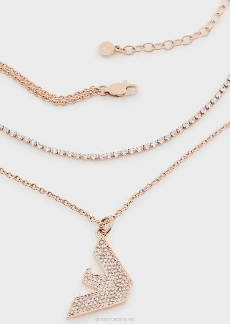 femei R802G798 colier cu pandantiv din oțel inoxidabil de culoare auriu roz Armani aur roz
