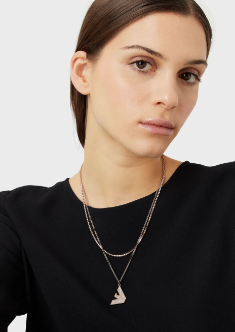 femei R802G798 colier cu pandantiv din oțel inoxidabil de culoare auriu roz Armani aur roz