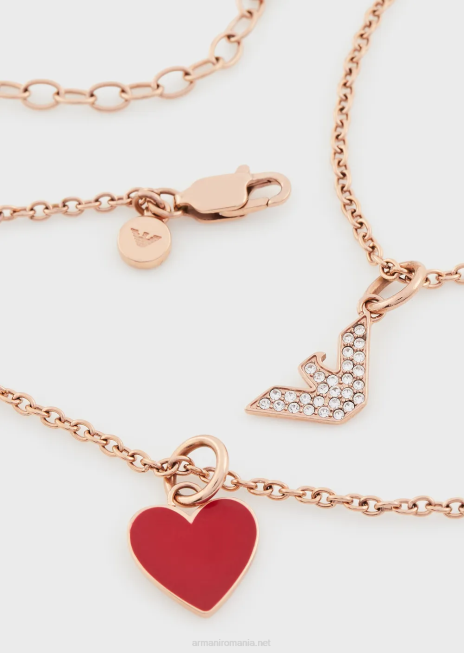 femei R802G800 colier cu pandantiv lacat rosu si set de farmece Armani aur roz