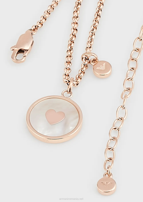 femei R802G803 colier alb cu pandantiv din sidef Armani aur roz