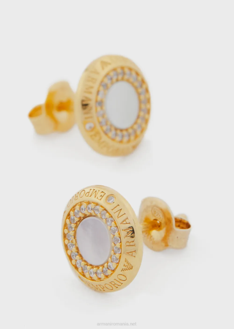 femei R802G804 cercei stud alb de sidef Armani aur