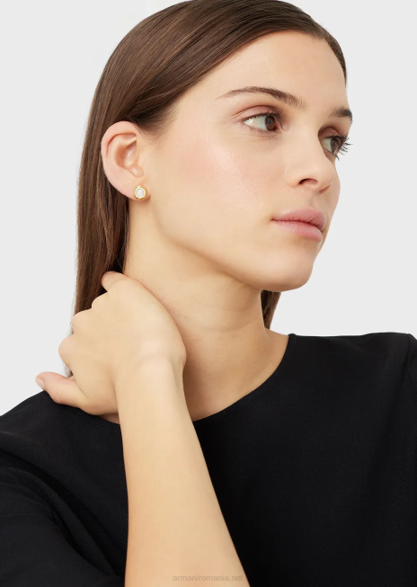femei R802G804 cercei stud alb de sidef Armani aur