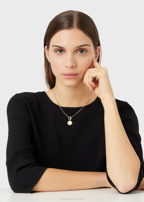 femei R802G805 colier alb cu pandantiv din sidef Armani aur