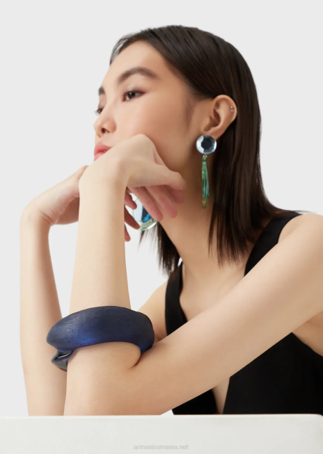 femei R802G807 bratara amestecata din rasina lucioasa si mata Armani albastru