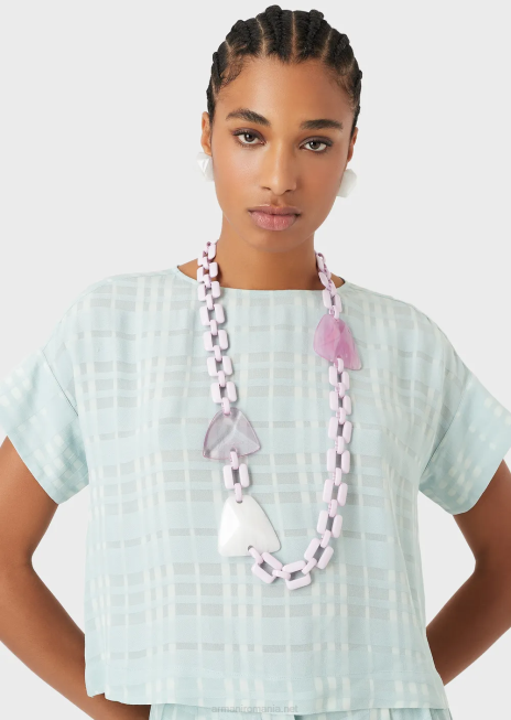 femei R802G811 colier de lanț supradimensionat cu pietre de plexiglas Armani