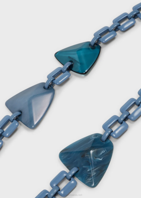 femei R802G812 colier de lanț supradimensionat cu pietre de plexiglas Armani azur