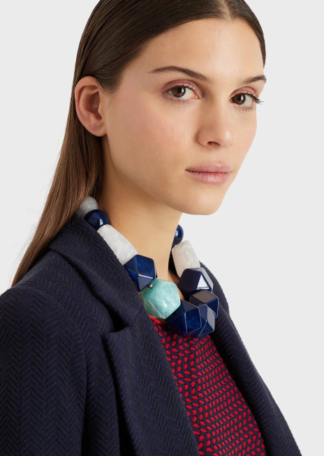 femei R802G816 colier choker cu pietre și sfere de rășină Armani multicolor